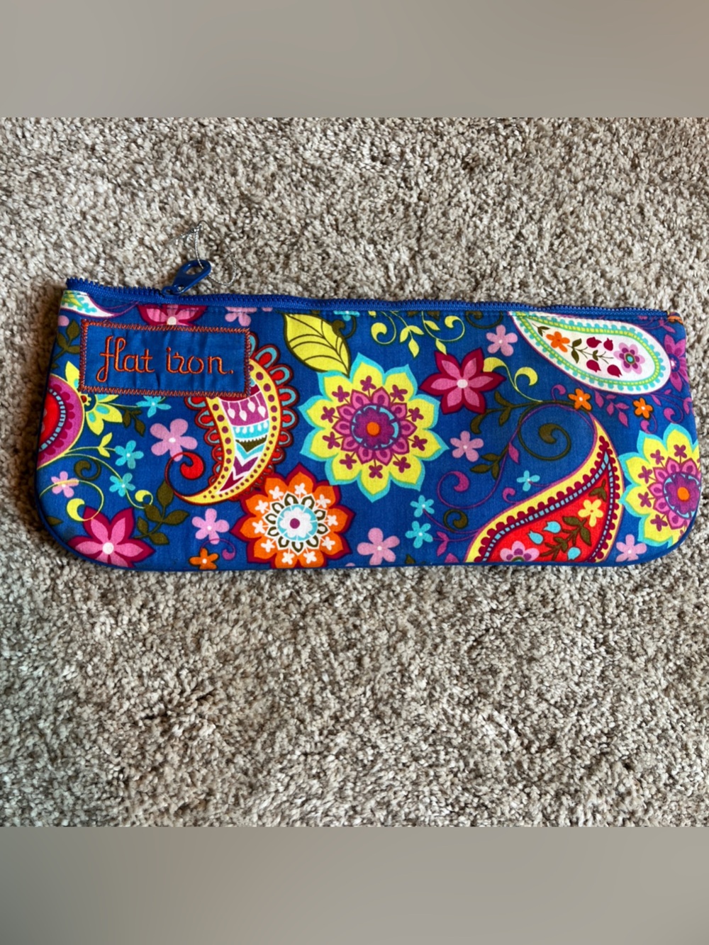 Flat-iron Colorful Floral Paisley Travel Case Canvas -